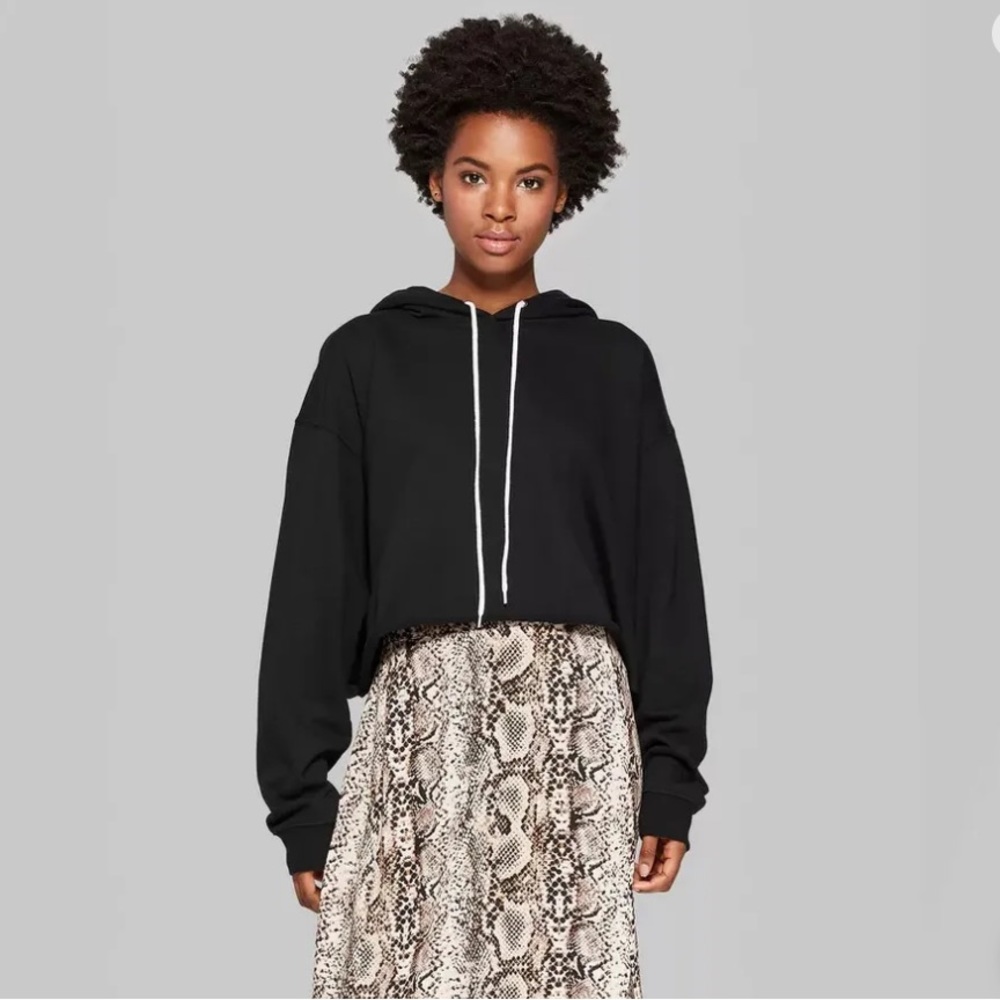 NWT wild Fable black cropped oversized hoodie Size XS